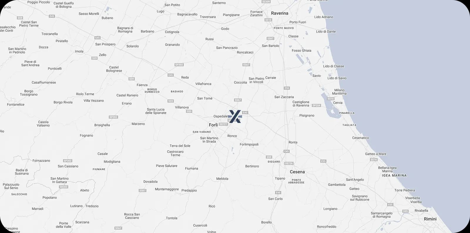 Mappa della sede di Axterisco a Forlì